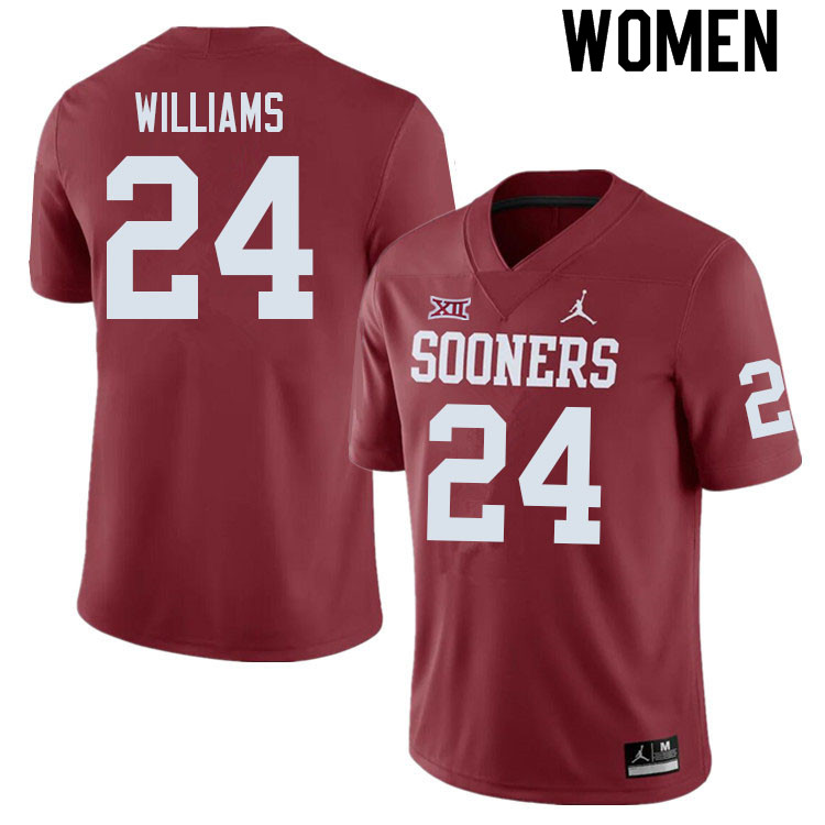 Women #24 Gentry Williams Oklahoma Sooners College Football Jerseys Sale-Crimson - Click Image to Close
